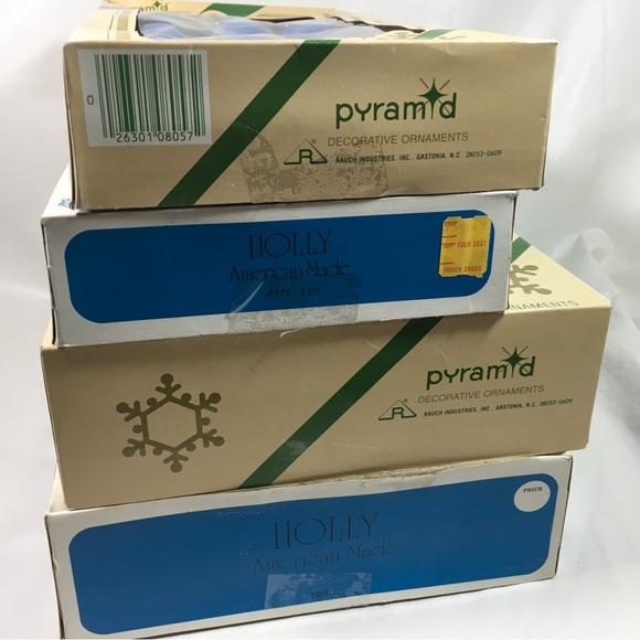 Vintage Pyramid  & Holly Blue Glass Decorative Christmas Ball Ornaments 53 total - Picture 9 of 10